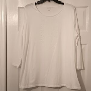White Kim Rogers 100% Cotton 3/4 Sleeve Top xL